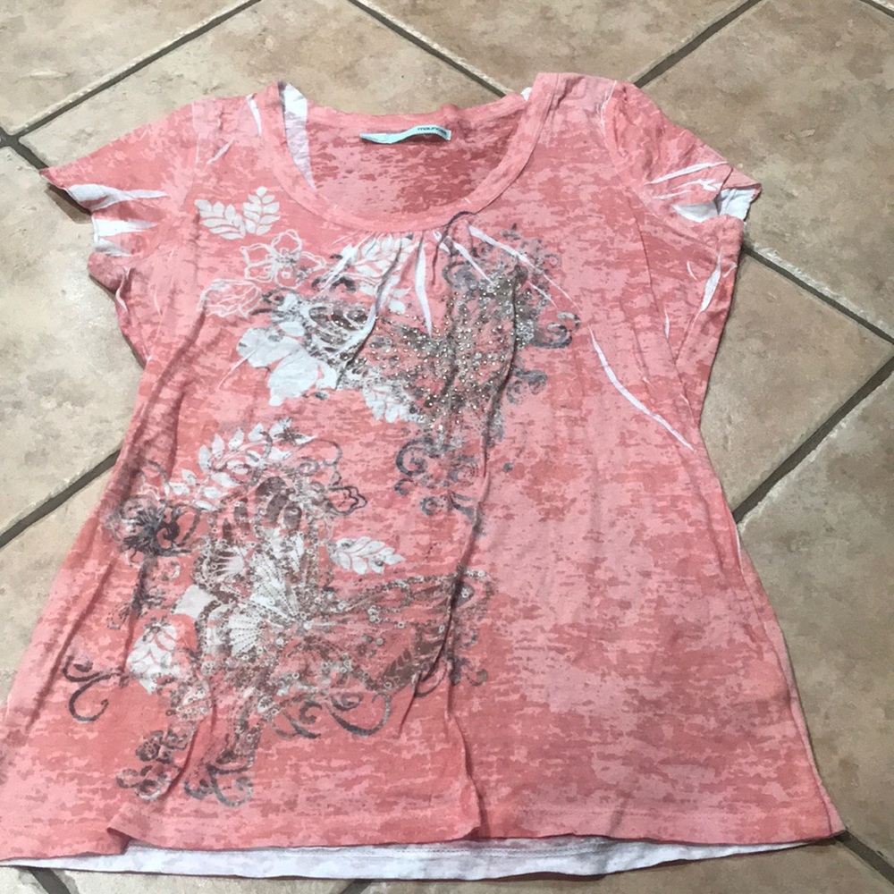 Coral t shirt butterfly image